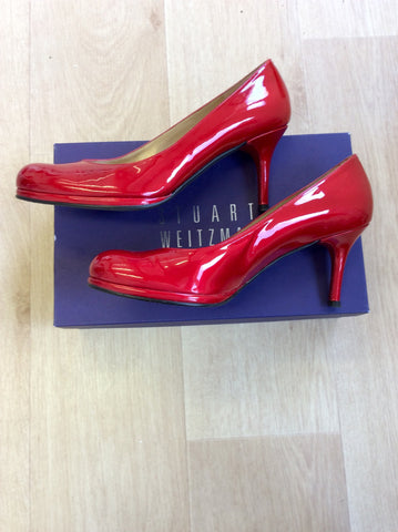 STUART WEITZMAN FOR RUSSELL & BROMLEY RED PATENT LEATHER HEELS SIZE 6/39 - Whispers Dress Agency - Sold - 3