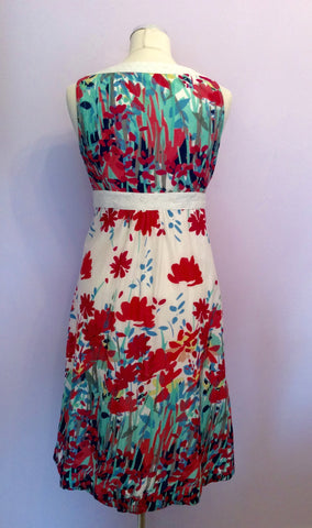 Monsoon White & Floral Print Cotton Summer Dress Size 12 - Whispers Dress Agency - Womens Dresses - 3