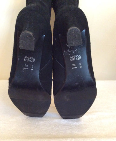Marks & Spencer Black Suede Bow Trim Heel Boots Size 5/38 - Whispers Dress Agency - Sold - 5