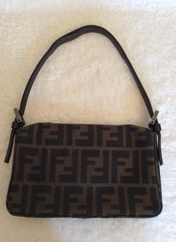 Fendi Small Brown Canvas & Leather Bag - Whispers Dress Agency - Sold - 3