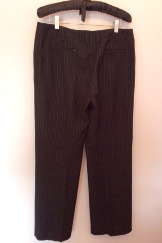 MARIELLA ROSATI BLACK PINSTRIPE WOOL TROUSERS SIZE 46 UK 14 - Whispers Dress Agency - Womens Trousers - 2