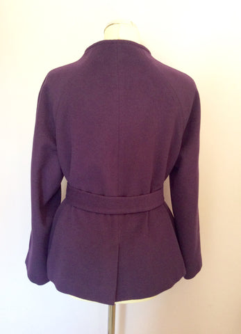 Jaeger Purple Wool Belted Jacket Size 14 - Whispers Dress Agency - Sold - 3
