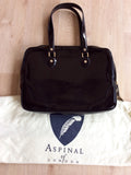 ASPINAL BLACK PATENT LEATHER SOFT LAPTOP TOTE BAG - Whispers Dress Agency - Shoulder Bags - 3