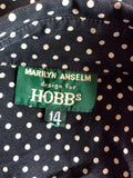 Hobbs Black & Beige Spot Silk Cap Sleeve Blouse Size 14 - Whispers Dress Agency - Sold - 2