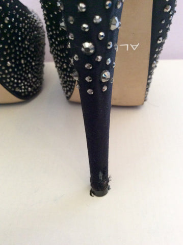 Aldo Black Satin Diamanté Studded Platform Sole Heels Size 5/38 - Whispers Dress Agency - Womens Heels - 5