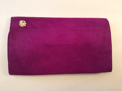 Mulberry Fuchsia Pink Suede & Gold Trim Clutch Bag - Whispers Dress Agency - Clutch Bags - 3