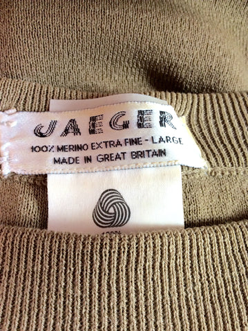 Vintage Jaeger Fawn Merino Wool Knit Trousers Size L - Whispers Dress Agency - Sold - 2
