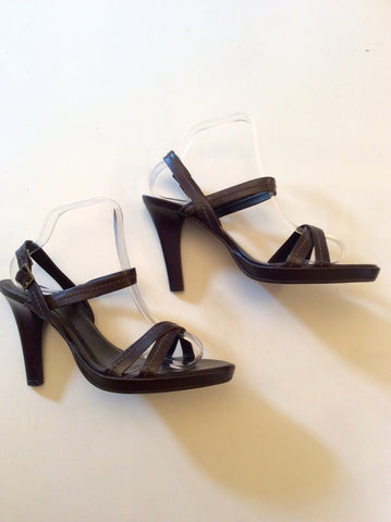 Brand New Zara Dark Brown Leather Heeled Sandals Size 7/40 - Whispers Dress Agency - Womens Sandals - 3