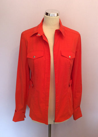 Karen Millen Orange Zip Up Shirt / Jacket Size 14 - Whispers Dress Agency - Sold - 3