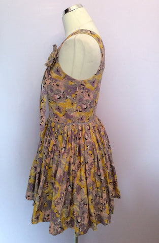 PEPE JEANS LONDON LILACS,PINKS & YELLOW FLORAL PRINT ONE SHOULDER DRESS SIZE M UK 10 - Whispers Dress Agency - Womens Dresses - 2