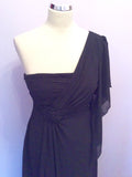 Brand New Pink Boom Black One Shoulder Evening Dress Size L UK 10/12 - Whispers Dress Agency - Womens Dresses - 2