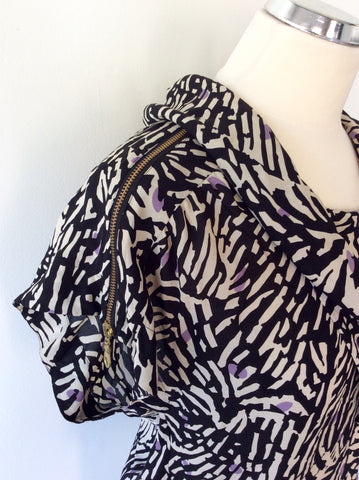 WHISTLES BLACK,CREAM & LILAC PRINT SILK TOP SIZE 8 - Whispers Dress Agency - Womens Tops - 2