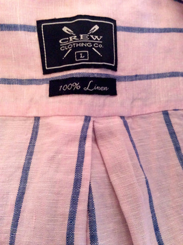 Crew Clothing Pink & Blue Stripe Linen Shirt Size L - Whispers Dress Agency - Sold - 2