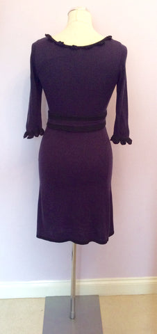 Temperley Purple & Black Trim Merino Wool & Silk Trim Dress Size S - Whispers Dress Agency - Womens Dresses - 5