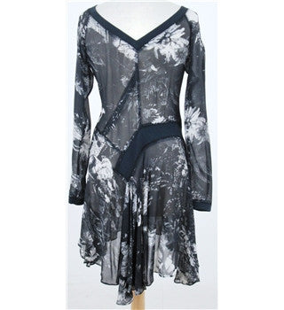 All Saints Charcoal Grey Silk Print Dress Size M - Whispers Dress Agency - Womens Dresses - 3