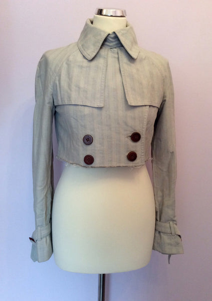 All Saints Pale Grey Cotton Crop Jacket Size S - Whispers Dress Agency - Sold - 1