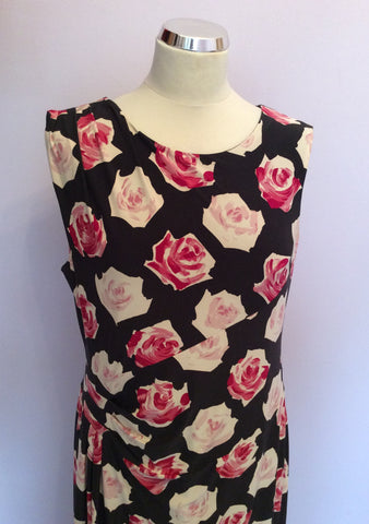 PHASE EIGHT BLACK & PINK FLORAL PRINT DRESS SIZE 16 - Whispers Dress Agency - Sold - 2