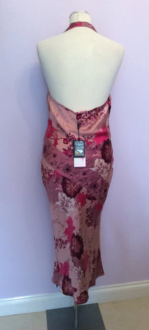 Brand New Matthew Williamson Mauve Floral Print Silk Halterneck Dress Size 10 - Whispers Dress Agency - Womens Dresses - 3