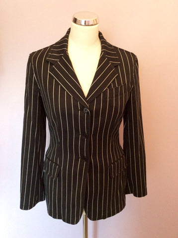 Moschino Jeans Black & White Pinstripe Trouser Suit Size 10/12 - Whispers Dress Agency - Sold - 2