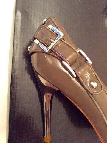 Brand New Karen Millen Taupe Peeptoe Leather Heels Size 4/37 - Whispers Dress Agency - Sold - 3