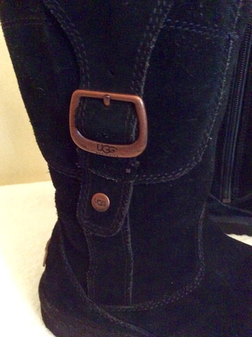 Ugg Black Sheepskin Buckle Trim Boots Size 1/32 - Whispers Dress Agency - Sold - 4