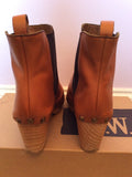 Hobbs Tan Leather Holly Clog Heeled Ankle Boots Size 5/38 - Whispers Dress Agency - Sold - 5