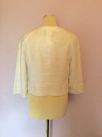 JAEGER WHITE LINEN SUMMER JACKET SIZE 10 - Whispers Dress Agency - Womens Coats & Jackets - 2