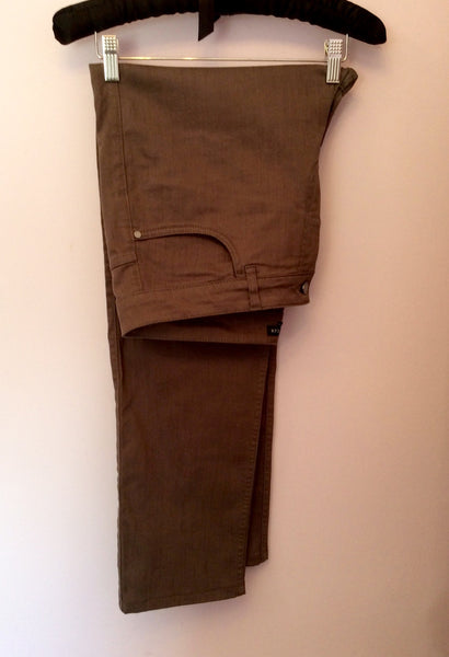 Jaeger Brown Cotton Trousers Size 16 - Whispers Dress Agency - Sold