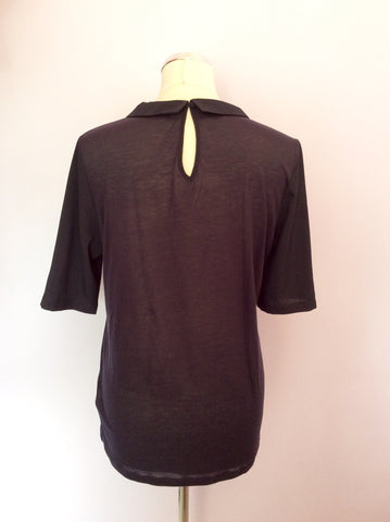 French Connection Dark Blue Collared Short Sleeve Top Size L - Whispers Dress Agency - Sold - 2