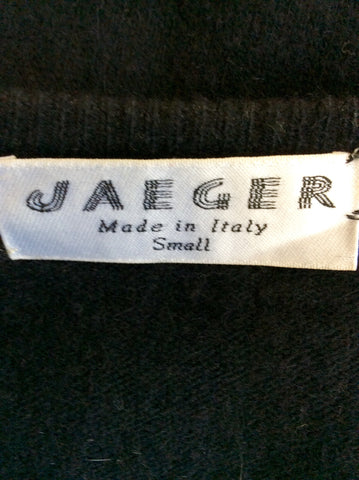 VINTAGE JAEGER BLACK WITH APPLIQUE & BEADED TRIM CARDIGAN SIZE SMALL - Whispers Dress Agency - Womens Vintage - 4