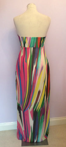 COAST MULTI COLOURED PRINT STRAPLESS SILK MAXI DRESS SIZE 10 - Whispers Dress Agency - Sold - 3