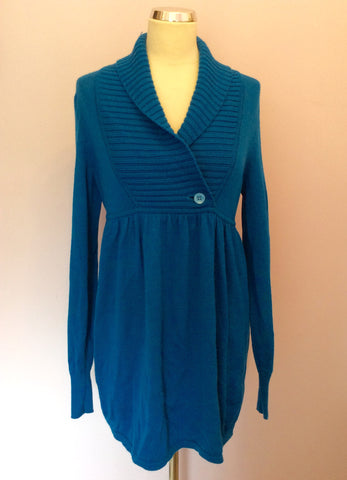 Ted Baker Turquoise Wool V Neck Long Jumper Size 2 UK 10/12 - Whispers Dress Agency - Sold - 1