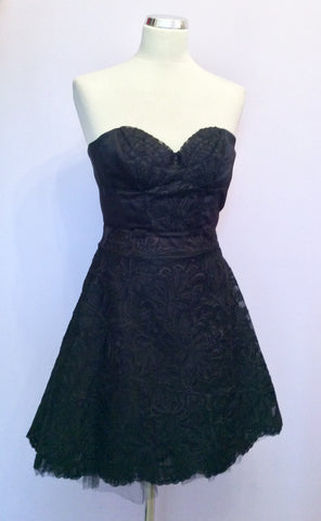 Karen Millen Black Lace Strapless Dress Size 8 - Whispers Dress Agency - Womens Dresses - 1