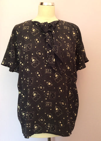 Vintage Jaeger Dark Blue Print Blouse Size 36" Approx 12/14 - Whispers Dress Agency - Sold - 1