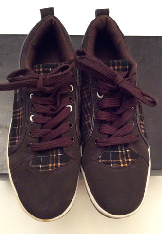 Brand New Dolce & Gabanna Brown Check Lace Up Plimsols Size 7.5/42 - Whispers Dress Agency - Sold - 2