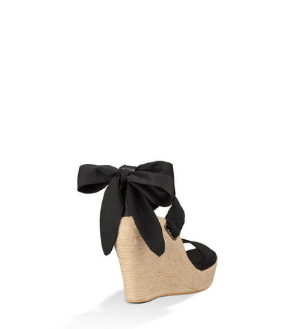 UGG JULES BLACK HIGH WEDGE HEEL SANDALS SIZE 6.5/40 - Whispers Dress Agency - Sold - 4