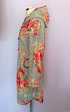 Pale Blue & Red Floral Print Cotton Hooded Lightly Padded Coat Size S/M - Whispers Dress Agency - Womens Coats & Jackets - 2