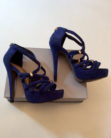 CARVELA BLUE SUEDE STRAPPY HIGH HEEL SANDALS SIZE 5/38 - Whispers Dress Agency - Womens Sandals - 4