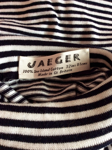 Vintage Jaeger Black & White Stripe Cotton Polo Neck Top Size 32" UK S - Whispers Dress Agency - Sold - 2