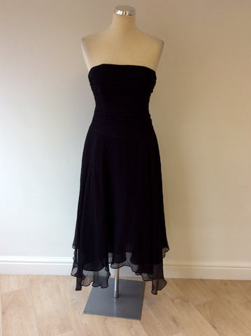 MONSOON BLACK SILK STRAPLESS DRESS SIZE 10