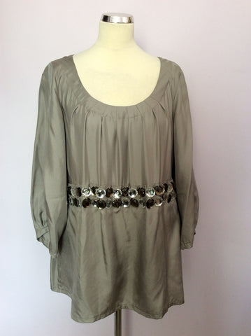 MARKS & SPENCER AUTOGRAPH SILVER GREY SILK JEWEL TRIM TOP SIZE 20 - Whispers Dress Agency - Womens Tops - 1
