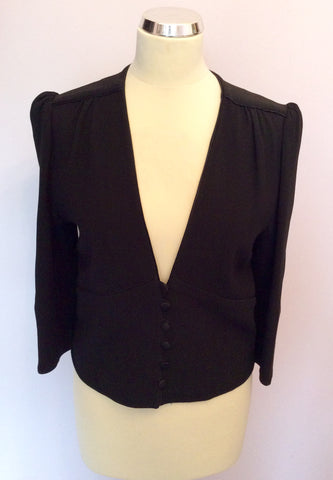 Temperley Black Fitted Bow Trim Jacket Size 10 - Whispers Dress Agency - Womens Suits & Tailoring - 1