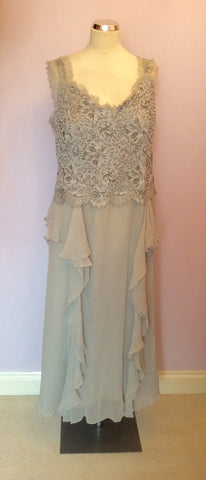 BRAND NEW MEDICI GREY LACE SILK OCCASION DRESS SIZE 18 - Whispers Dress Agency - Womens Dresses - 1