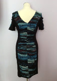 Per Una Black & Blue Print Insert Pencil Dress Size 10 - Whispers Dress Agency - Womens Dresses - 3