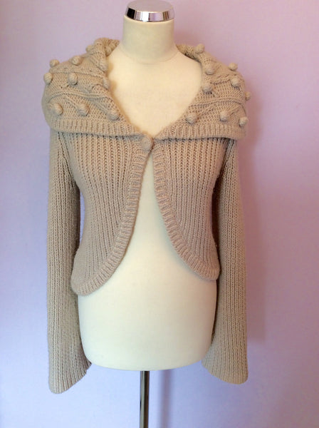 Laura Ashley Beige Crop Wool Blend Cardigan Size M - Whispers Dress Agency - Womens Knitwear - 1