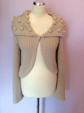 Laura Ashley Beige Crop Wool Blend Cardigan Size M - Whispers Dress Agency - Womens Knitwear - 1