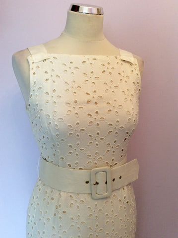ZARA CREAM BROIDERY ANGLAISE PENCIL DRESS SIZE M UK 10 - Whispers Dress Agency - Womens Dresses - 2