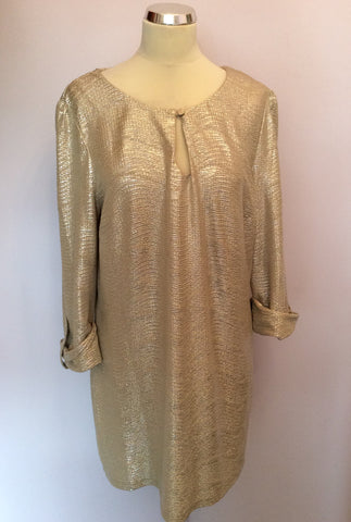 STAR BY JULIEN MACDONALD PALE GOLD METALIC TUNIC TOP SIZE 16 - Whispers Dress Agency - Sold - 1