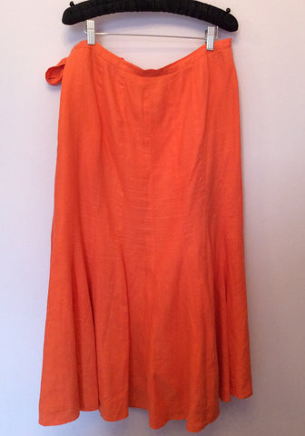 JAEGER ORANGE LINEN LONG TIE SIDE SKIRT SIZE 14 - Whispers Dress Agency - Womens Skirts - 2