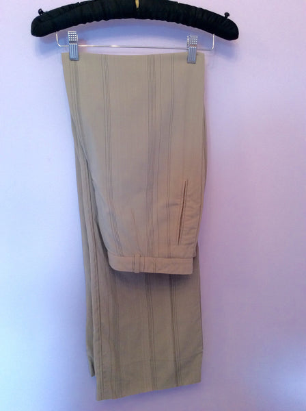 Kenzo Beige Pinstripe Trousers Size 42 Fit UK 12 - Whispers Dress Agency - Womens Trousers - 1